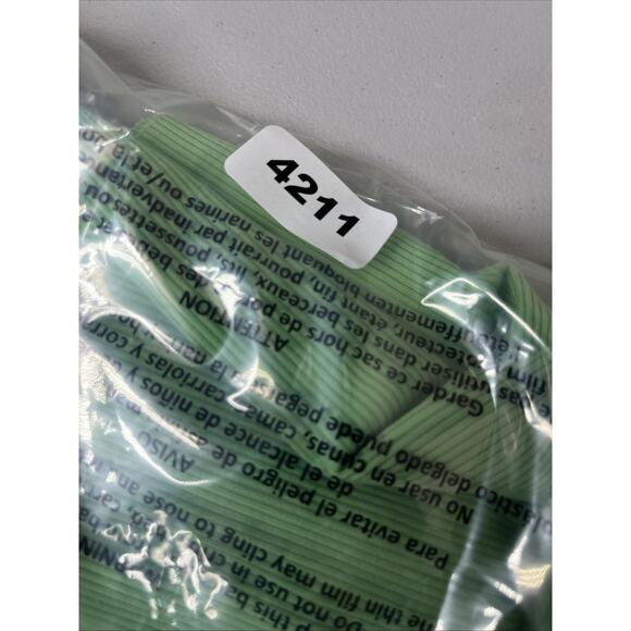 Tommy Jeans Y2K Ribbed Tank Top Scoop Neck Small Green Embroidered Logo Stretch - Picture 8 of 8